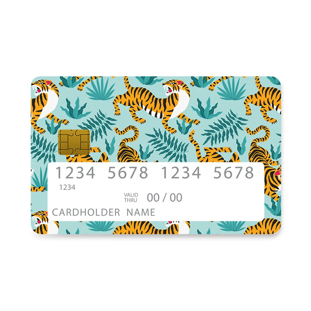 Επικάλυψη Τραπεζικής Κάρτας σε σχέδιο Blue Tigers Designer σε λευκό φόντο