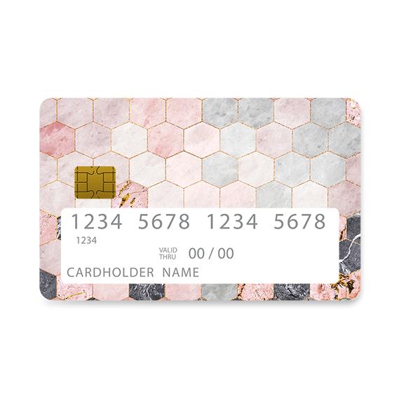 Bank Card Skin with Marble Hexagon Pink design