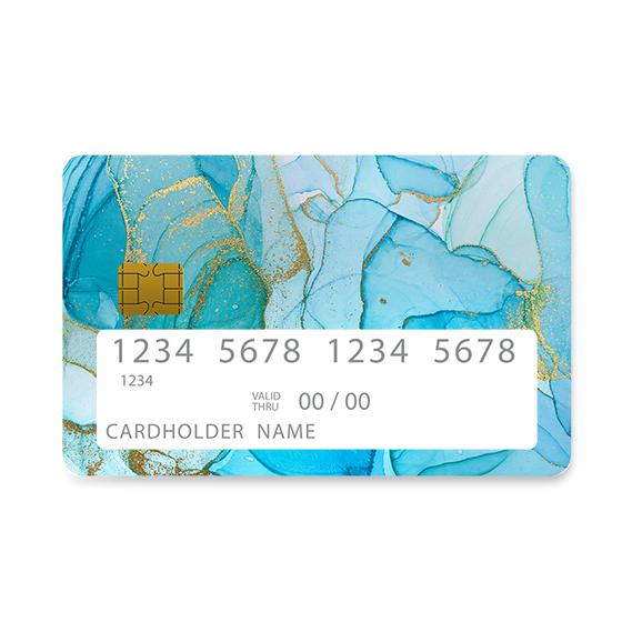 Bank Card Skin with Watercolor Turquoise Gold design