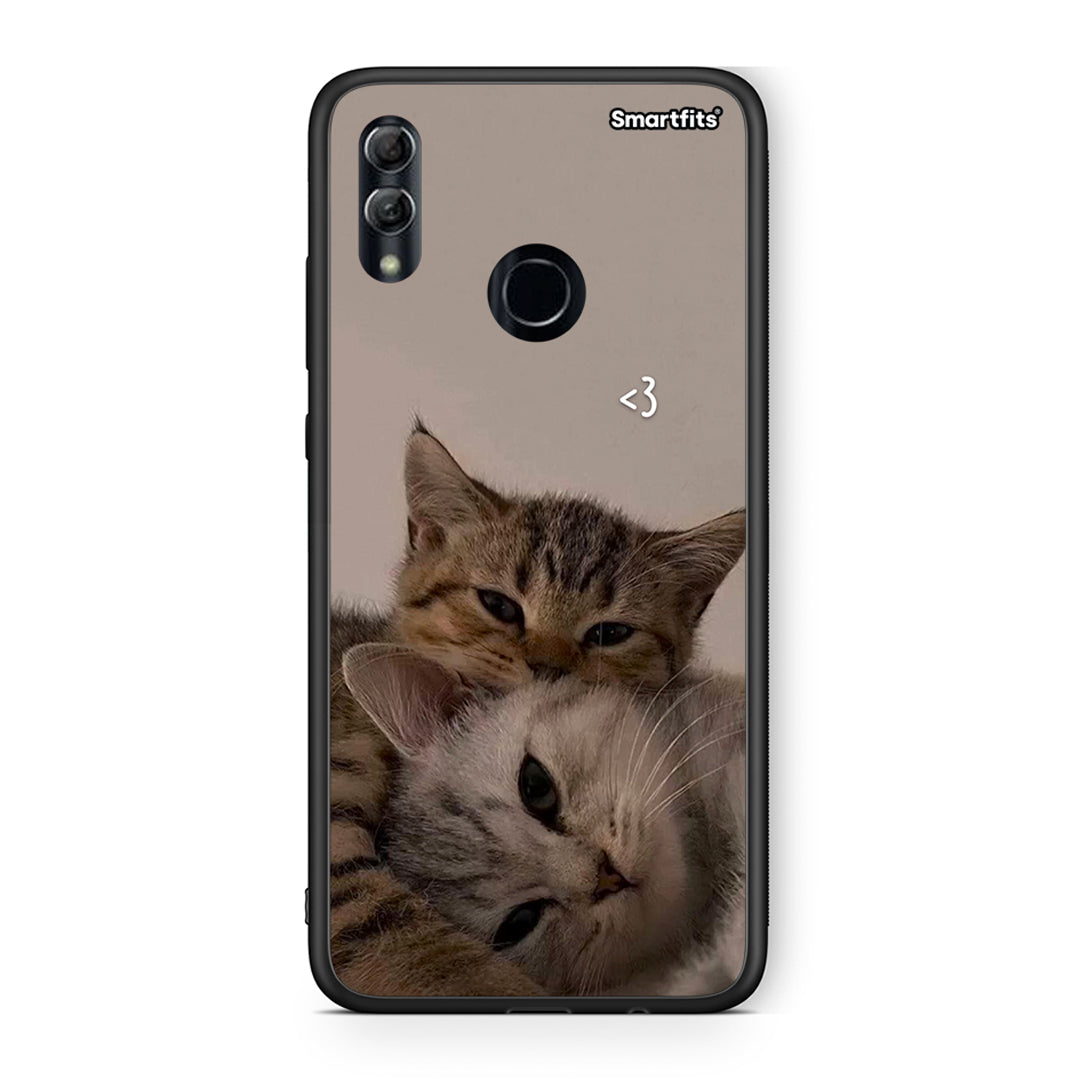 Honor 8x Cats In Love Θήκη από τη Smartfits με σχέδιο στο πίσω μέρος και μαύρο περίβλημα | Smartphone case with colorful back and black bezels by Smartfits