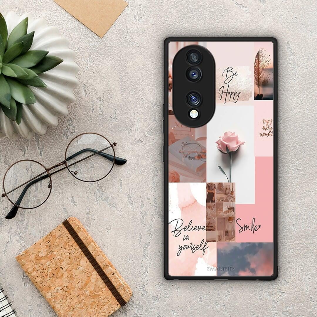 Θήκη Honor 70 5G Aesthetic Collage από τη Smartfits με σχέδιο στο πίσω μέρος και μαύρο περίβλημα | Honor 70 5G Aesthetic Collage Case with Colorful Back and Black Bezels
