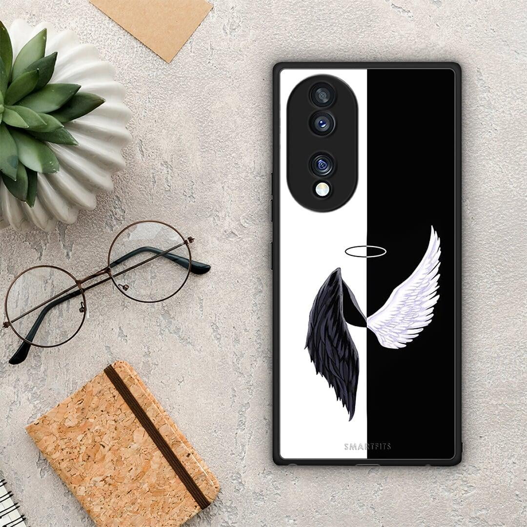 Θήκη Honor 70 5G Angels Demons από τη Smartfits με σχέδιο στο πίσω μέρος και μαύρο περίβλημα | Honor 70 5G Angels Demons Case with Colorful Back and Black Bezels