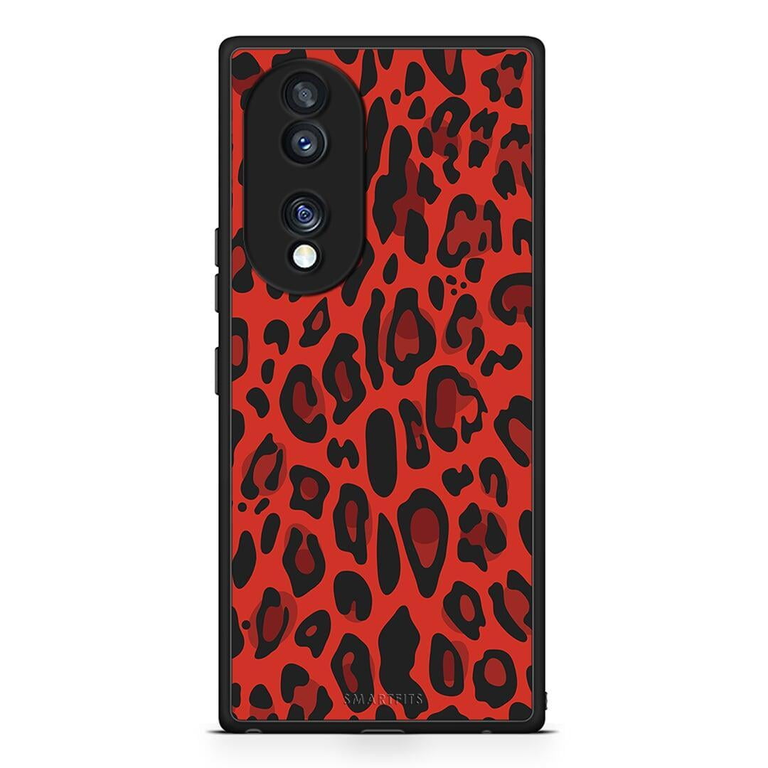 Θήκη Honor 70 5G Animal Red Leopard από τη Smartfits με σχέδιο στο πίσω μέρος και μαύρο περίβλημα | Honor 70 5G Animal Red Leopard Case with Colorful Back and Black Bezels
