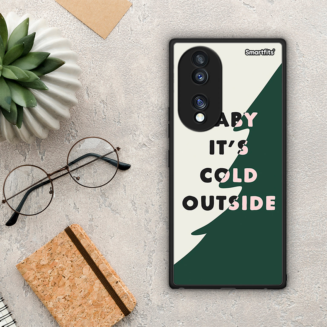 Θήκη Honor 70 5G Cold Outside από τη Smartfits με σχέδιο στο πίσω μέρος και μαύρο περίβλημα | Honor 70 5G Cold Outside Case with Colorful Back and Black Bezels