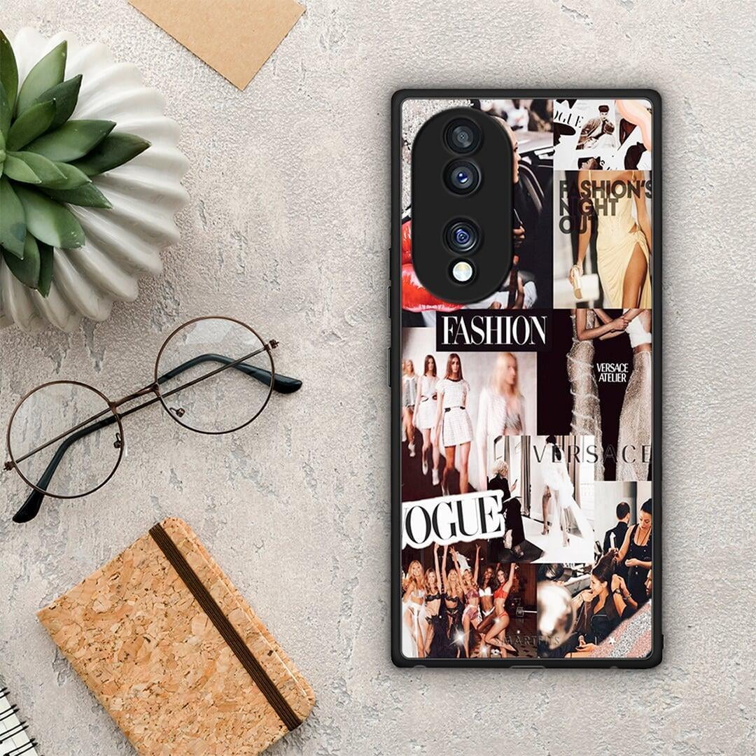Θήκη Honor 70 5G Collage Fashion από τη Smartfits με σχέδιο στο πίσω μέρος και μαύρο περίβλημα | Honor 70 5G Collage Fashion Case with Colorful Back and Black Bezels