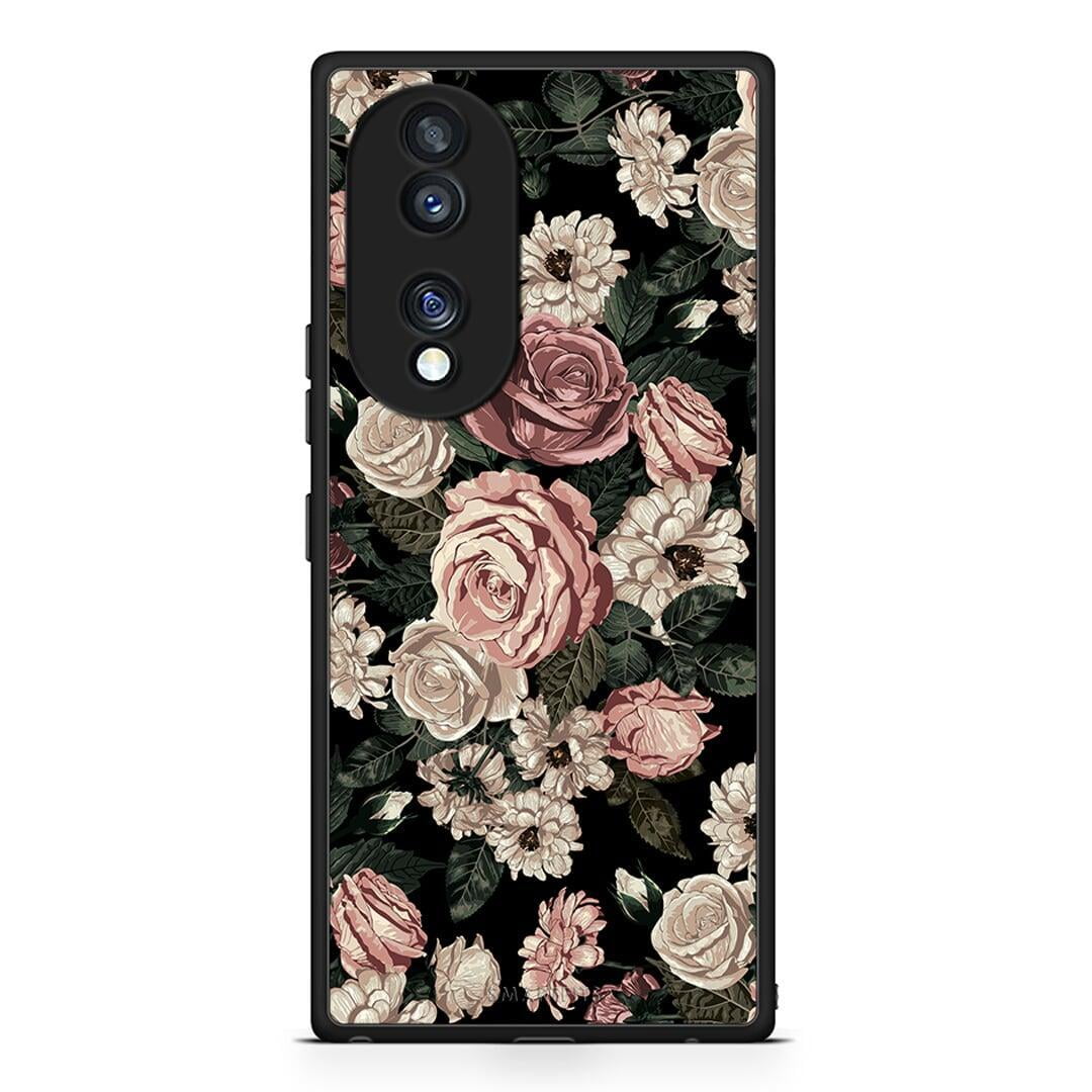 Θήκη Honor 70 5G Flower Wild Roses από τη Smartfits με σχέδιο στο πίσω μέρος και μαύρο περίβλημα | Honor 70 5G Flower Wild Roses Case with Colorful Back and Black Bezels