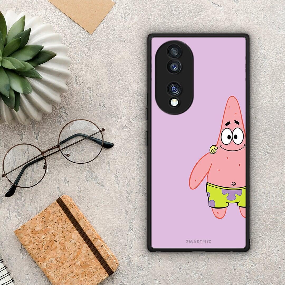 Θήκη Honor 70 5G Friends Patrick από τη Smartfits με σχέδιο στο πίσω μέρος και μαύρο περίβλημα | Honor 70 5G Friends Patrick Case with Colorful Back and Black Bezels