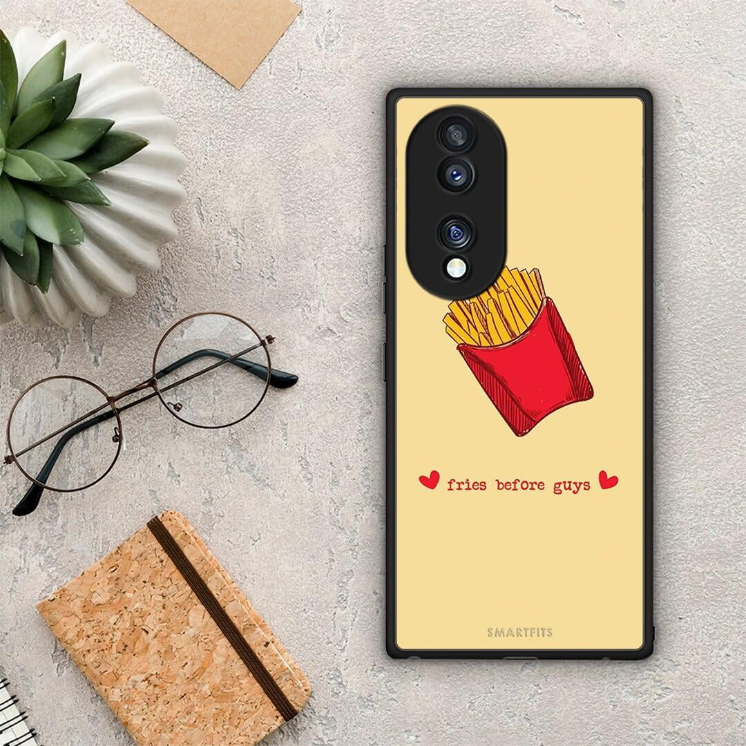 Θήκη Honor 70 5G Fries Before Guys από τη Smartfits με σχέδιο στο πίσω μέρος και μαύρο περίβλημα | Honor 70 5G Fries Before Guys Case with Colorful Back and Black Bezels