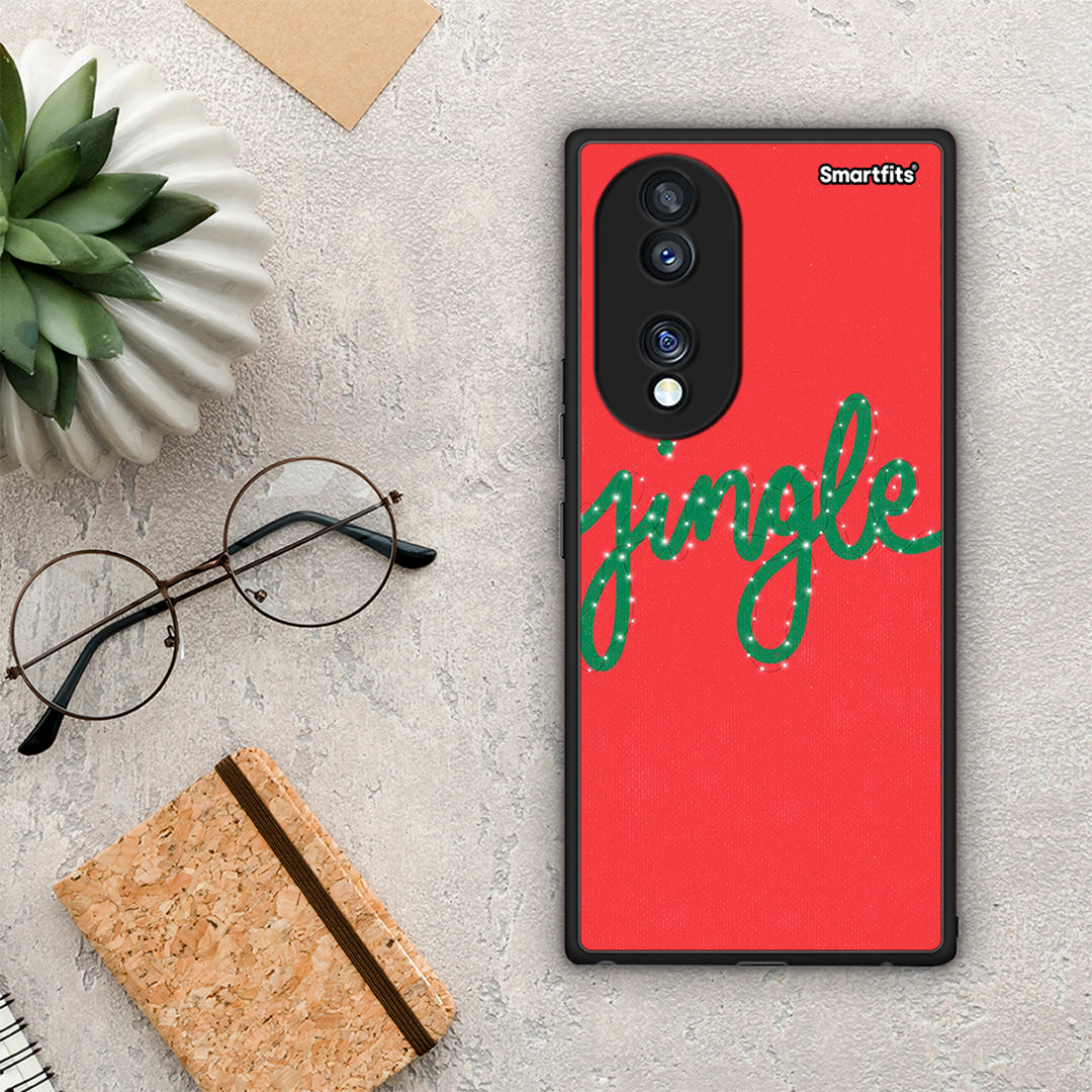 Θήκη Honor 70 5G Jingle Xmas από τη Smartfits με σχέδιο στο πίσω μέρος και μαύρο περίβλημα | Honor 70 5G Jingle Xmas Case with Colorful Back and Black Bezels