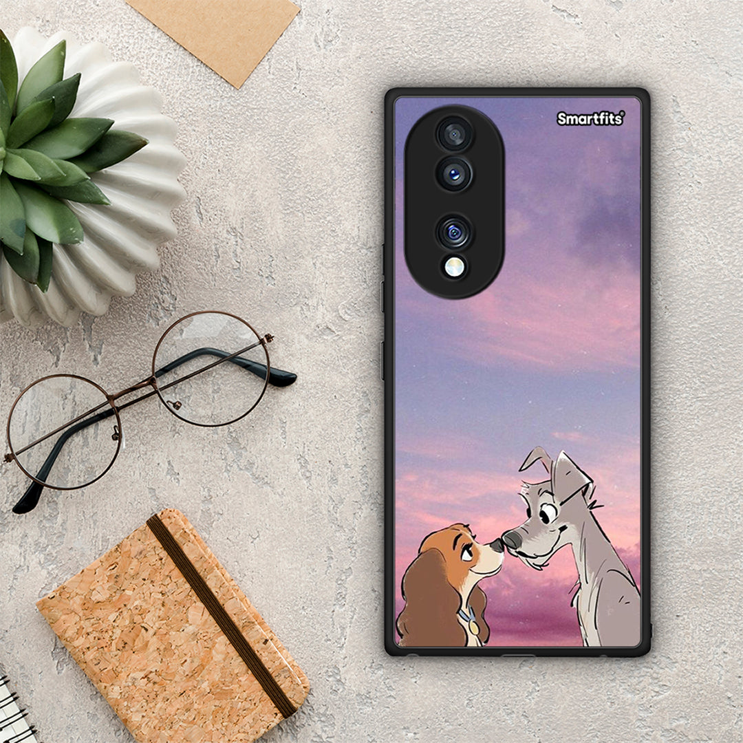 Θήκη Honor 70 5G Lady And Tramp από τη Smartfits με σχέδιο στο πίσω μέρος και μαύρο περίβλημα | Honor 70 5G Lady And Tramp Case with Colorful Back and Black Bezels