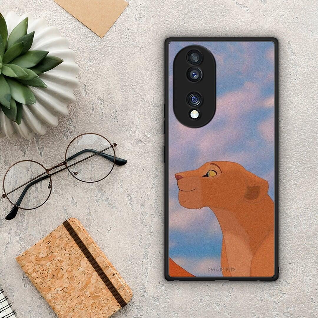 Θήκη Honor 70 5G Lion Love 2 από τη Smartfits με σχέδιο στο πίσω μέρος και μαύρο περίβλημα | Honor 70 5G Lion Love 2 Case with Colorful Back and Black Bezels