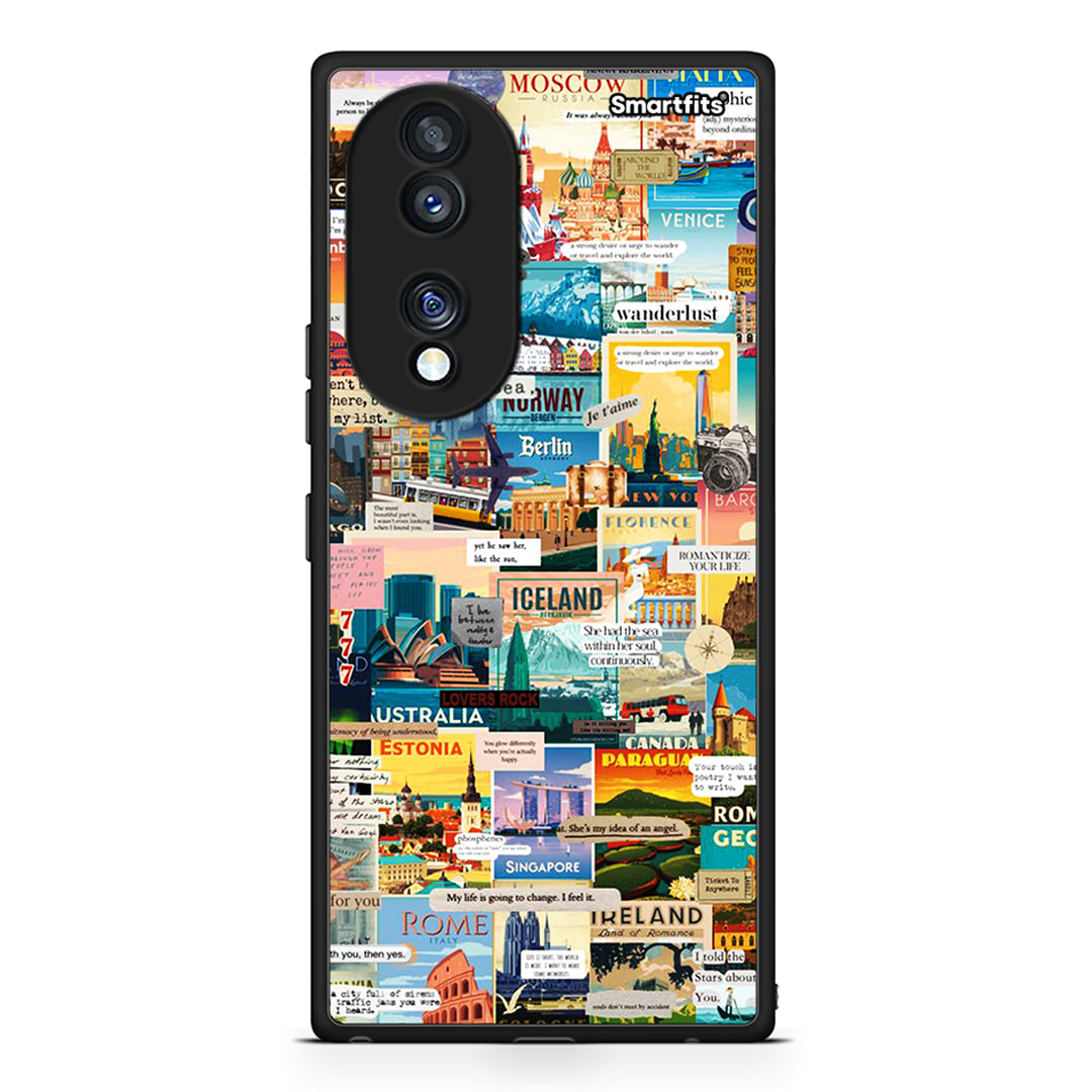 Θήκη Honor 70 5G Live To Travel από τη Smartfits με σχέδιο στο πίσω μέρος και μαύρο περίβλημα | Honor 70 5G Live To Travel Case with Colorful Back and Black Bezels