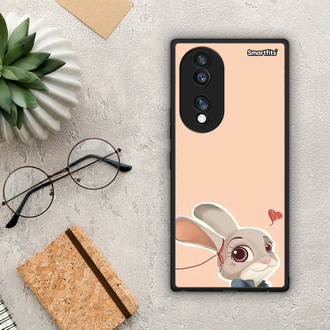 Θήκη Honor 70 5G Nick Wilde And Judy Hopps Love 2 από τη Smartfits με σχέδιο στο πίσω μέρος και μαύρο περίβλημα | Honor 70 5G Nick Wilde And Judy Hopps Love 2 Case with Colorful Back and Black Bezels
