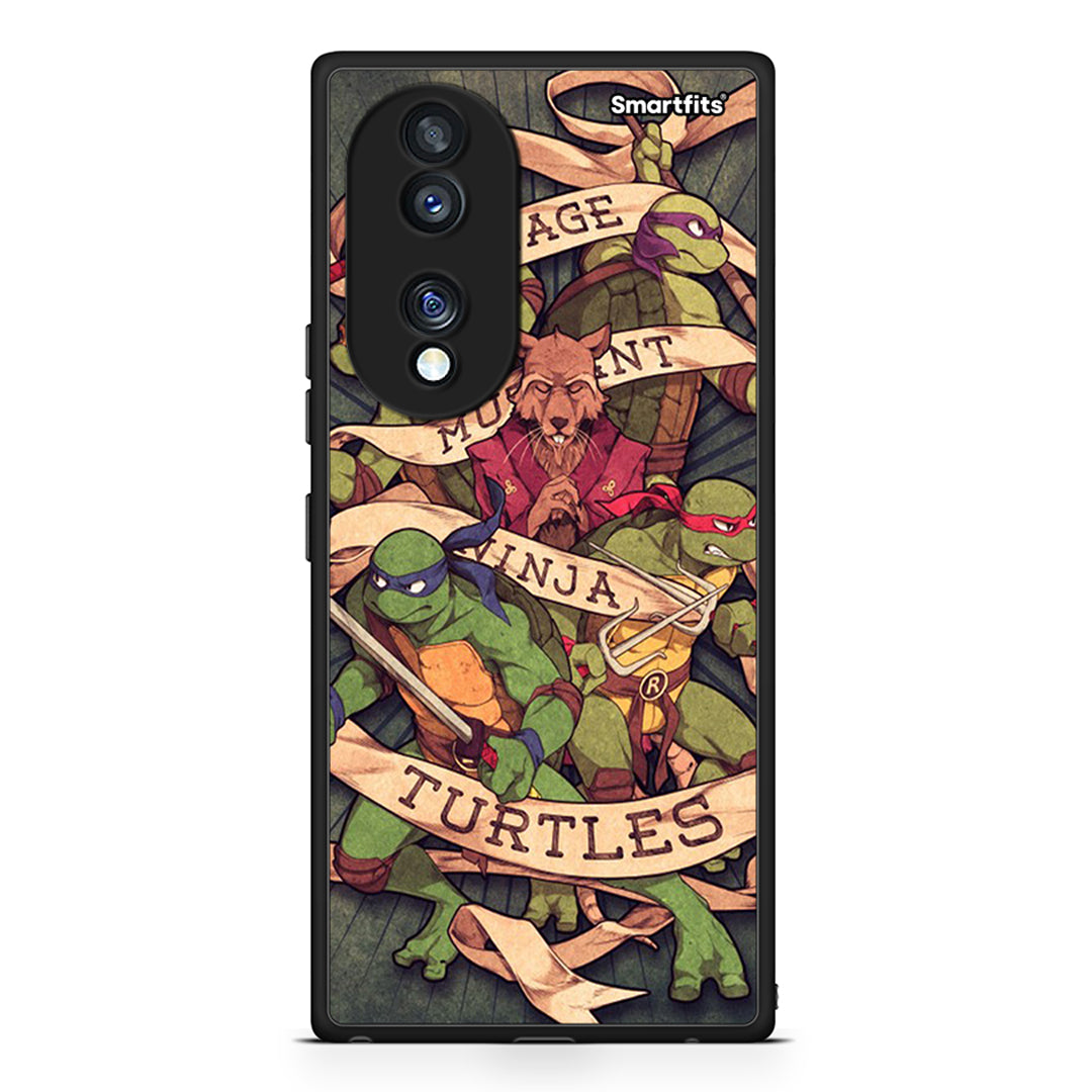 Θήκη Honor 70 5G Ninja Turtles από τη Smartfits με σχέδιο στο πίσω μέρος και μαύρο περίβλημα | Honor 70 5G Ninja Turtles Case with Colorful Back and Black Bezels
