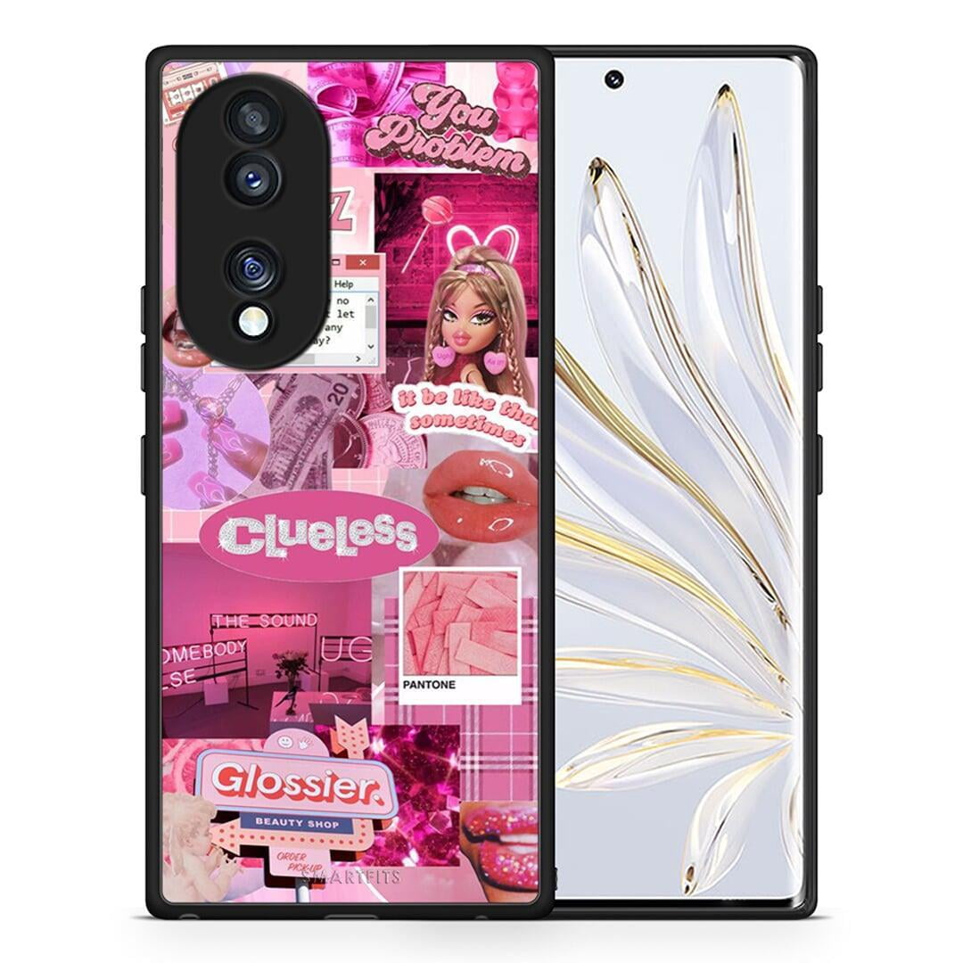 Θήκη Honor 70 5G Pink Love από τη Smartfits με σχέδιο στο πίσω μέρος και μαύρο περίβλημα | Honor 70 5G Pink Love Case with Colorful Back and Black Bezels
