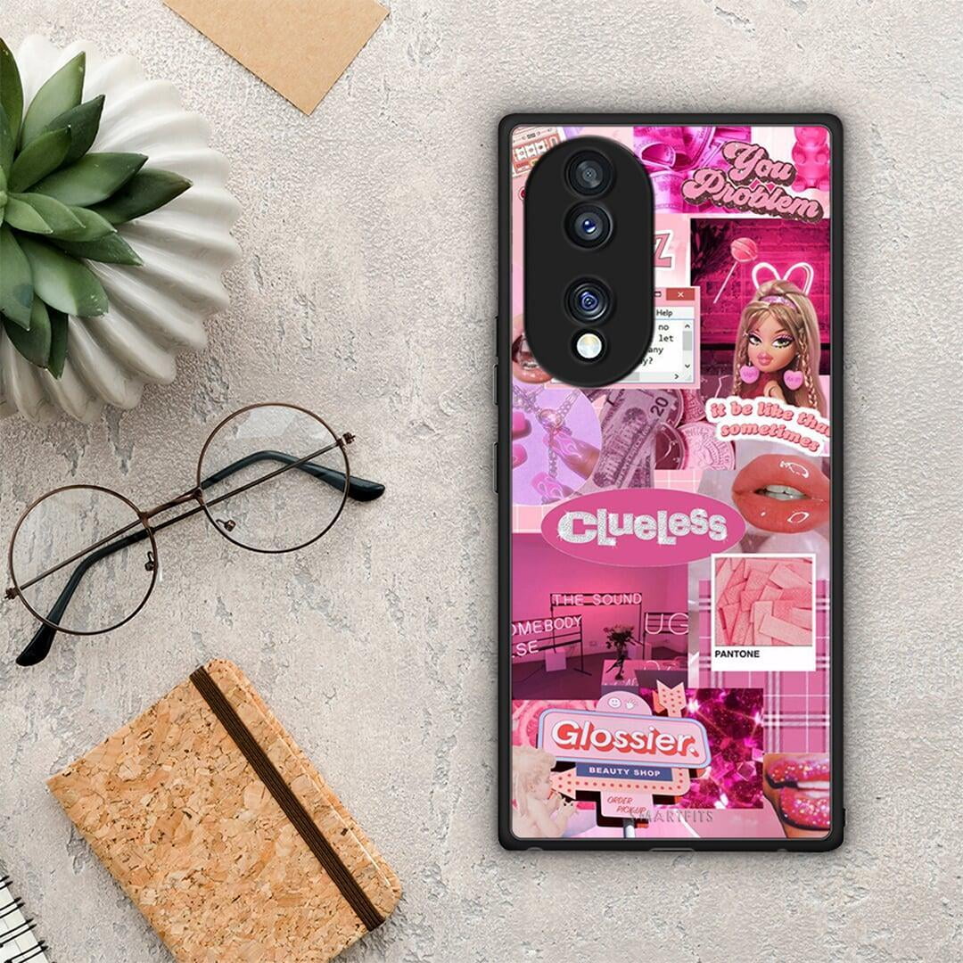 Θήκη Honor 70 5G Pink Love από τη Smartfits με σχέδιο στο πίσω μέρος και μαύρο περίβλημα | Honor 70 5G Pink Love Case with Colorful Back and Black Bezels