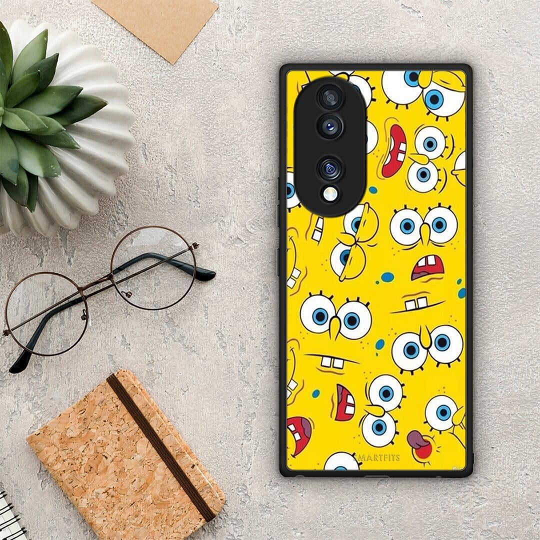 Θήκη Honor 70 5G PopArt Sponge από τη Smartfits με σχέδιο στο πίσω μέρος και μαύρο περίβλημα | Honor 70 5G PopArt Sponge Case with Colorful Back and Black Bezels