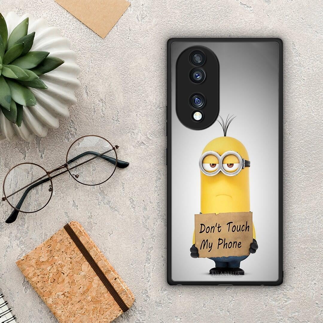 Θήκη Honor 70 5G Text Minion από τη Smartfits με σχέδιο στο πίσω μέρος και μαύρο περίβλημα | Honor 70 5G Text Minion Case with Colorful Back and Black Bezels