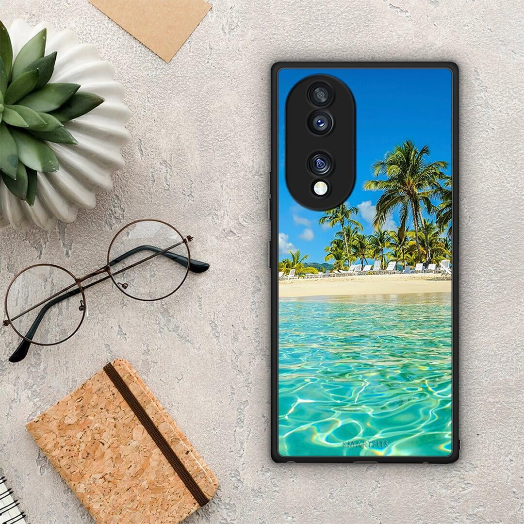 Θήκη Honor 70 5G Tropical Vibes από τη Smartfits με σχέδιο στο πίσω μέρος και μαύρο περίβλημα | Honor 70 5G Tropical Vibes Case with Colorful Back and Black Bezels