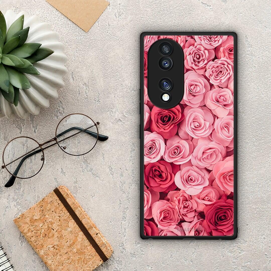 Θήκη Honor 70 5G Valentine RoseGarden από τη Smartfits με σχέδιο στο πίσω μέρος και μαύρο περίβλημα | Honor 70 5G Valentine RoseGarden Case with Colorful Back and Black Bezels