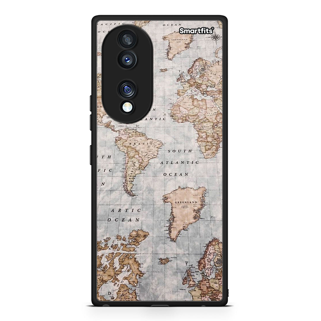 Θήκη Honor 70 5G World Map από τη Smartfits με σχέδιο στο πίσω μέρος και μαύρο περίβλημα | Honor 70 5G World Map Case with Colorful Back and Black Bezels