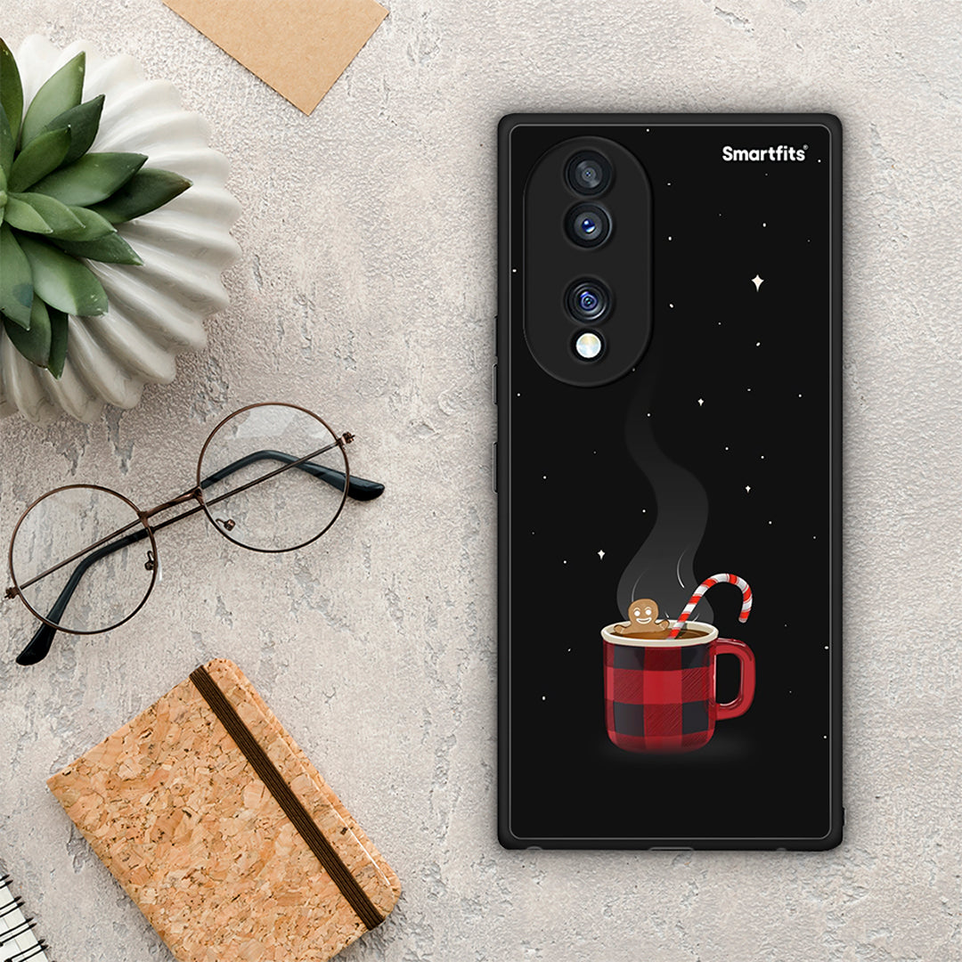 Θήκη Honor 70 5G Xmas Bathing από τη Smartfits με σχέδιο στο πίσω μέρος και μαύρο περίβλημα | Honor 70 5G Xmas Bathing Case with Colorful Back and Black Bezels