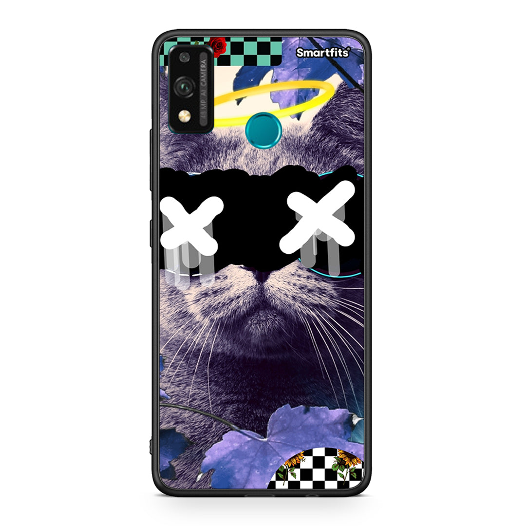 Honor 9X Lite Cat Collage θήκη από τη Smartfits με σχέδιο στο πίσω μέρος και μαύρο περίβλημα | Smartphone case with colorful back and black bezels by Smartfits