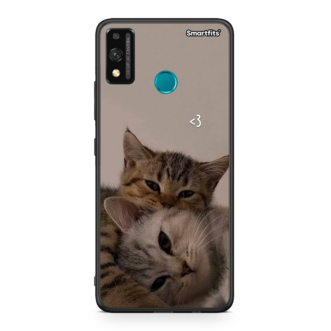 Honor 9X Lite Cats In Love Θήκη από τη Smartfits με σχέδιο στο πίσω μέρος και μαύρο περίβλημα | Smartphone case with colorful back and black bezels by Smartfits