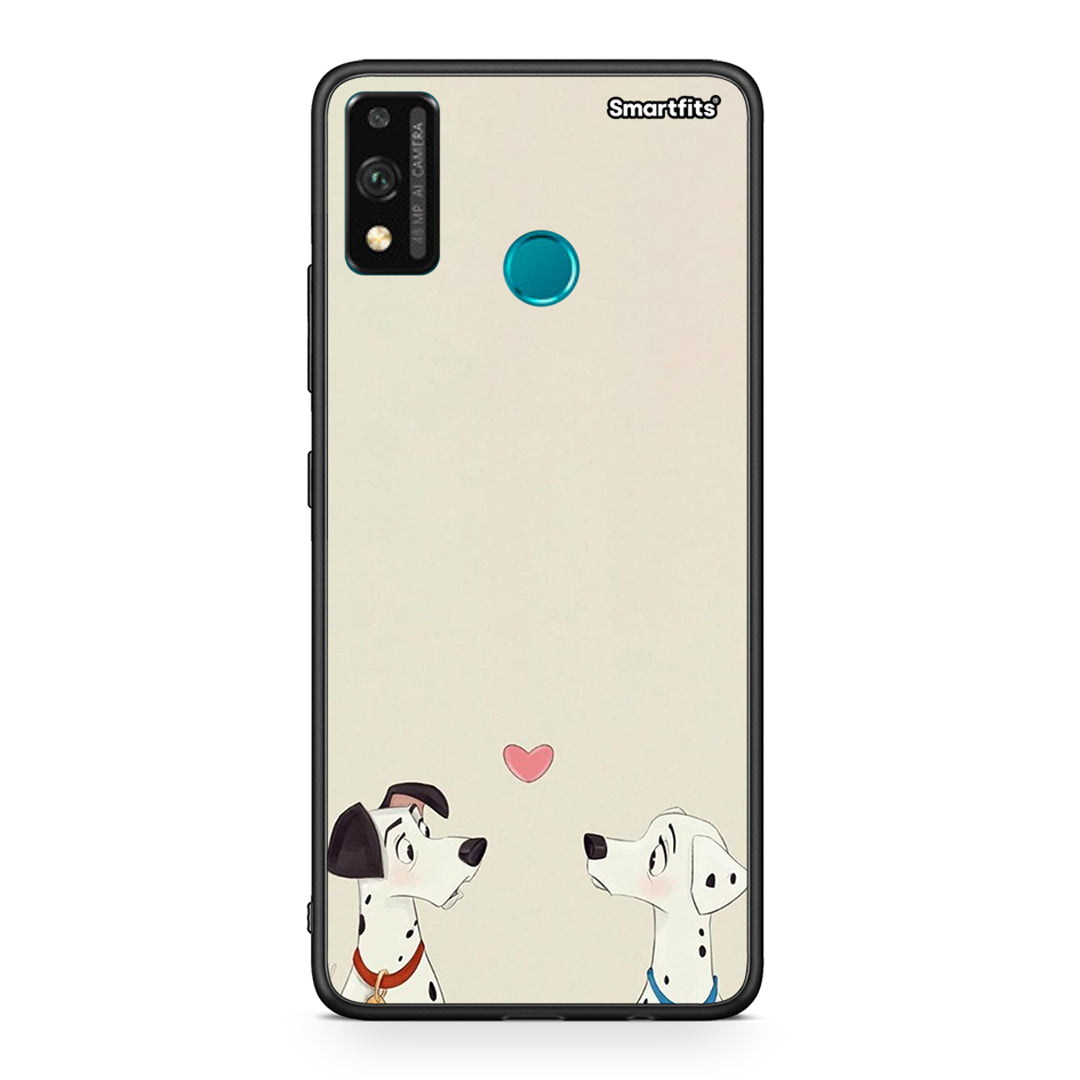 Honor 9X Lite Dalmatians Love θήκη από τη Smartfits με σχέδιο στο πίσω μέρος και μαύρο περίβλημα | Smartphone case with colorful back and black bezels by Smartfits