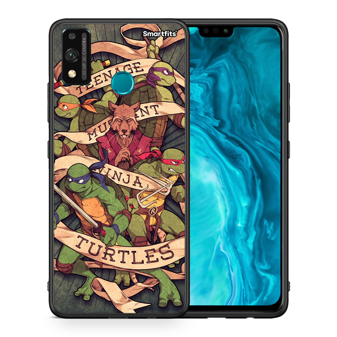 Θήκη Honor 9X Lite Ninja Turtles από τη Smartfits με σχέδιο στο πίσω μέρος και μαύρο περίβλημα | Honor 9X Lite Ninja Turtles case with colorful back and black bezels
