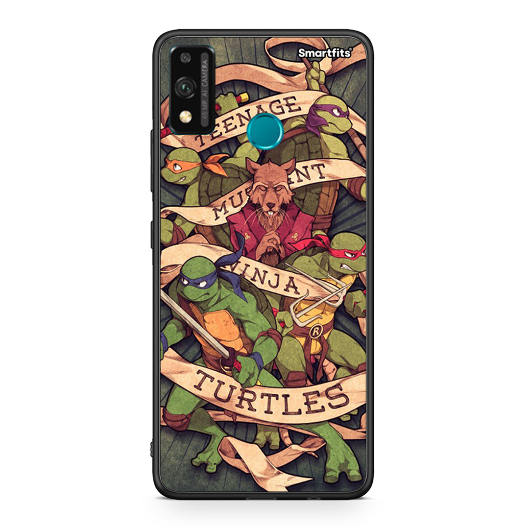 Honor 9X Lite Ninja Turtles θήκη από τη Smartfits με σχέδιο στο πίσω μέρος και μαύρο περίβλημα | Smartphone case with colorful back and black bezels by Smartfits