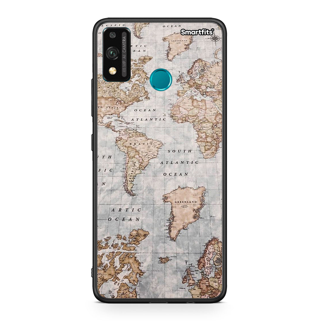 Honor 9X Lite World Map Θήκη από τη Smartfits με σχέδιο στο πίσω μέρος και μαύρο περίβλημα | Smartphone case with colorful back and black bezels by Smartfits