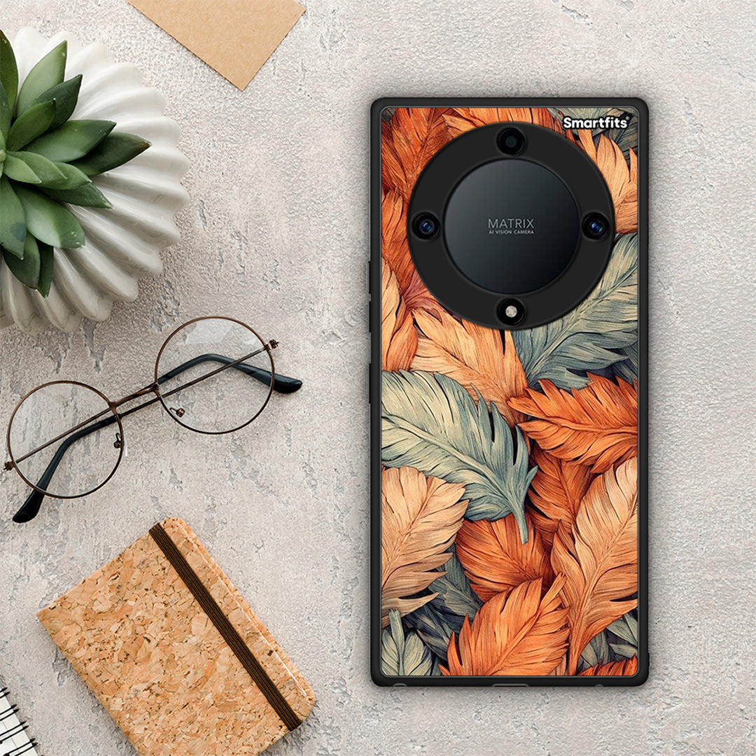 Θήκη Honor Magic5 Lite 5G / X9a Autumn Leaves από τη Smartfits με σχέδιο στο πίσω μέρος και μαύρο περίβλημα | Honor Magic5 Lite 5G / X9a Autumn Leaves Case with Colorful Back and Black Bezels
