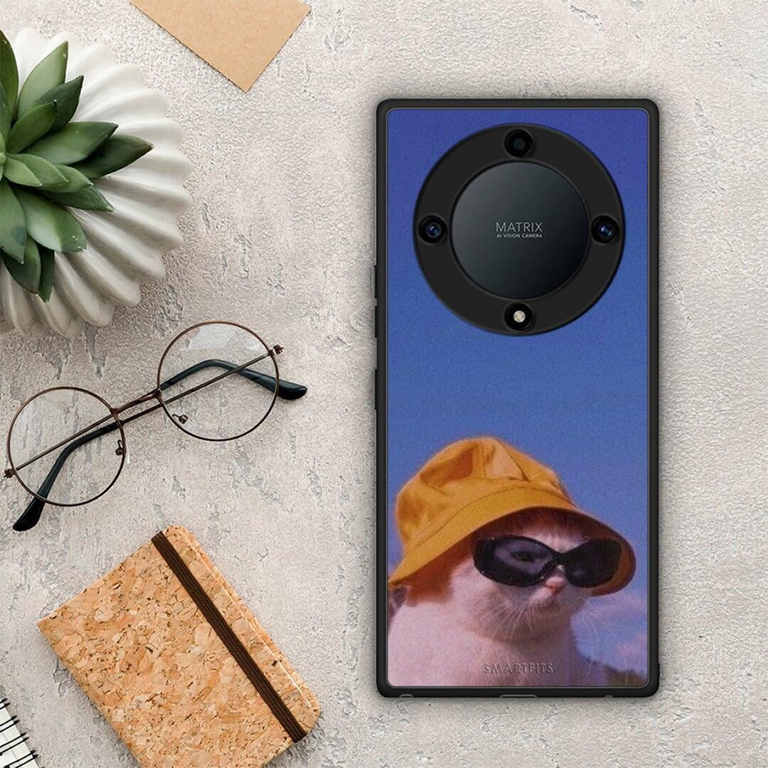 Θήκη Honor Magic5 Lite 5G / X9a Cat Diva από τη Smartfits με σχέδιο στο πίσω μέρος και μαύρο περίβλημα | Honor Magic5 Lite 5G / X9a Cat Diva Case with Colorful Back and Black Bezels