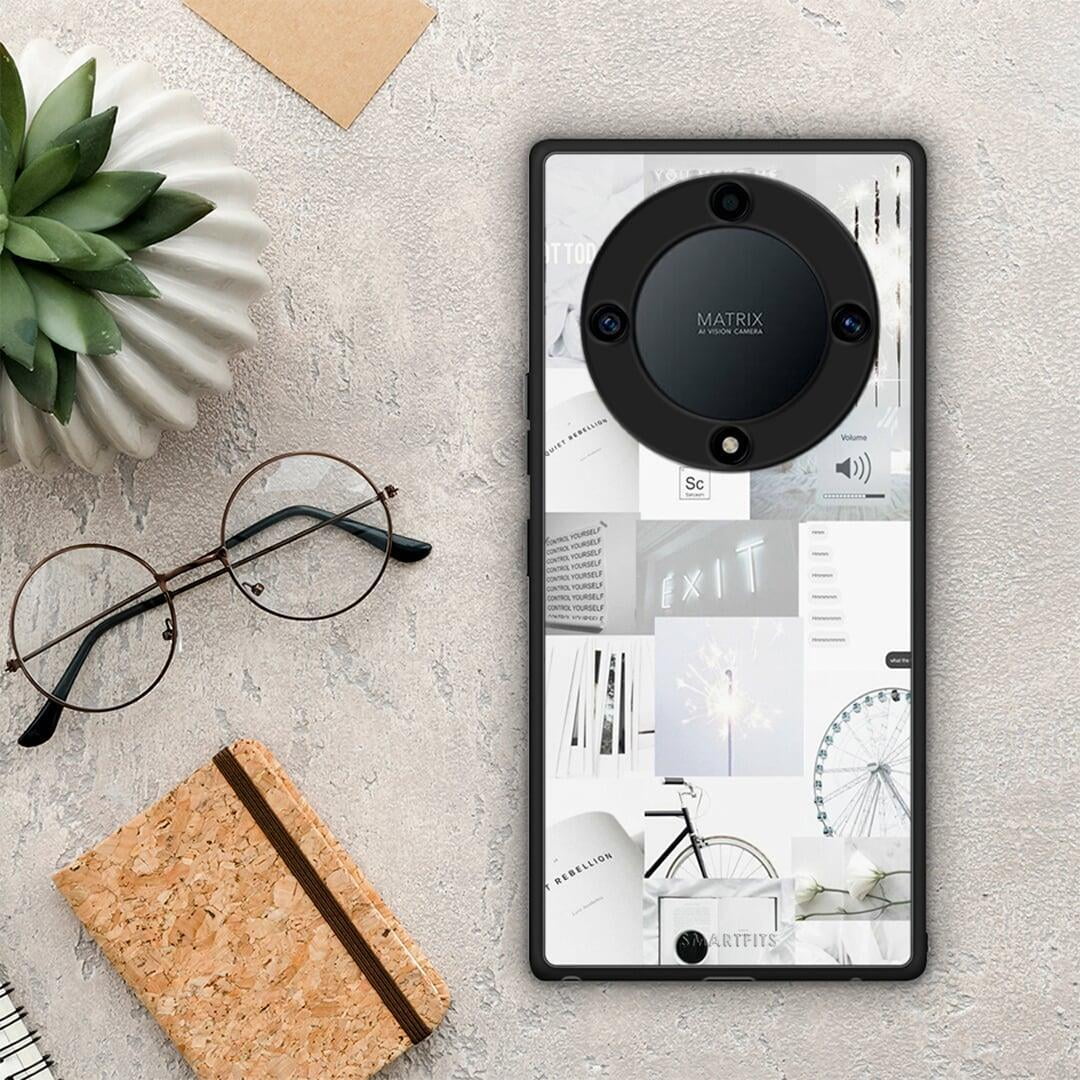 Θήκη Honor Magic5 Lite 5G / X9a Collage Make Me Wonder από τη Smartfits με σχέδιο στο πίσω μέρος και μαύρο περίβλημα | Honor Magic5 Lite 5G / X9a Collage Make Me Wonder Case with Colorful Back and Black Bezels