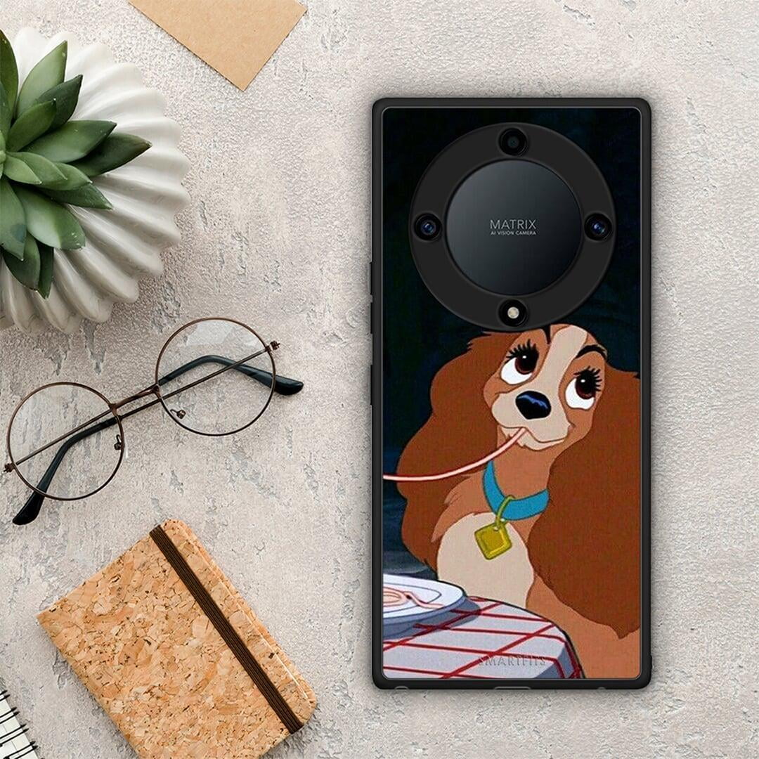 Θήκη Honor Magic5 Lite 5G / X9a Lady And Tramp 2 από τη Smartfits με σχέδιο στο πίσω μέρος και μαύρο περίβλημα | Honor Magic5 Lite 5G / X9a Lady And Tramp 2 Case with Colorful Back and Black Bezels