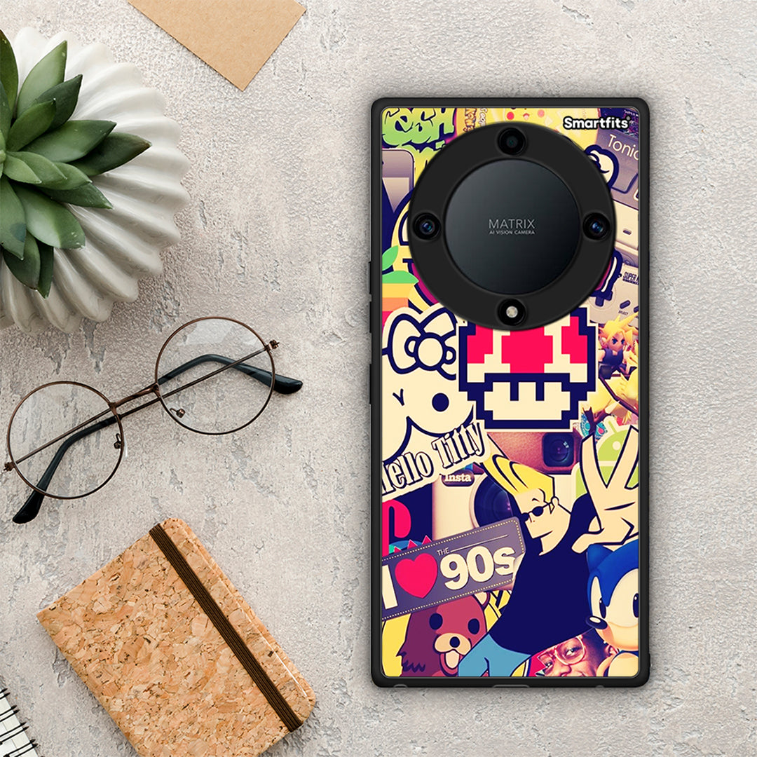 Θήκη Honor Magic5 Lite 5G / X9a Love The 90s από τη Smartfits με σχέδιο στο πίσω μέρος και μαύρο περίβλημα | Honor Magic5 Lite 5G / X9a Love The 90s Case with Colorful Back and Black Bezels