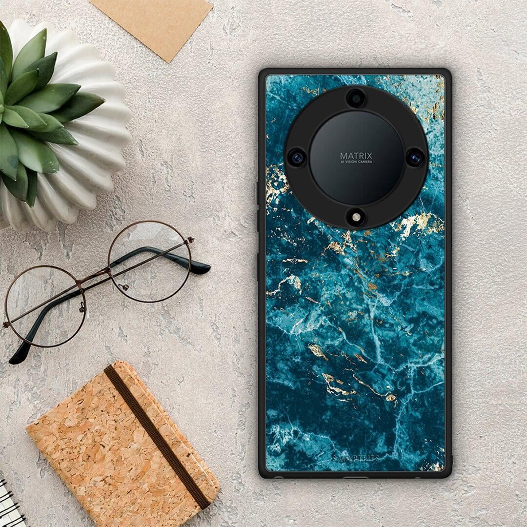 Θήκη Honor Magic5 Lite 5G / X9a Marble Blue από τη Smartfits με σχέδιο στο πίσω μέρος και μαύρο περίβλημα | Honor Magic5 Lite 5G / X9a Marble Blue Case with Colorful Back and Black Bezels