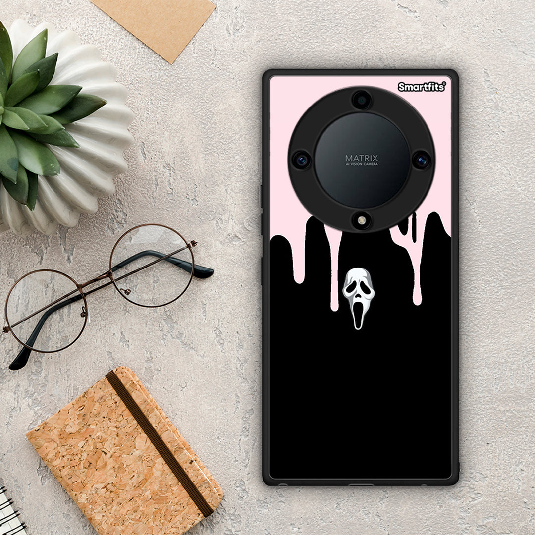 Θήκη Honor Magic5 Lite 5G / X9a Melting Halloween Mask από τη Smartfits με σχέδιο στο πίσω μέρος και μαύρο περίβλημα | Honor Magic5 Lite 5G / X9a Melting Halloween Mask Case with Colorful Back and Black Bezels