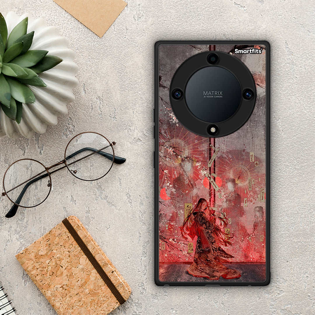 Θήκη Honor Magic5 Lite 5G / X9a Nezuko Kamado από τη Smartfits με σχέδιο στο πίσω μέρος και μαύρο περίβλημα | Honor Magic5 Lite 5G / X9a Nezuko Kamado Case with Colorful Back and Black Bezels