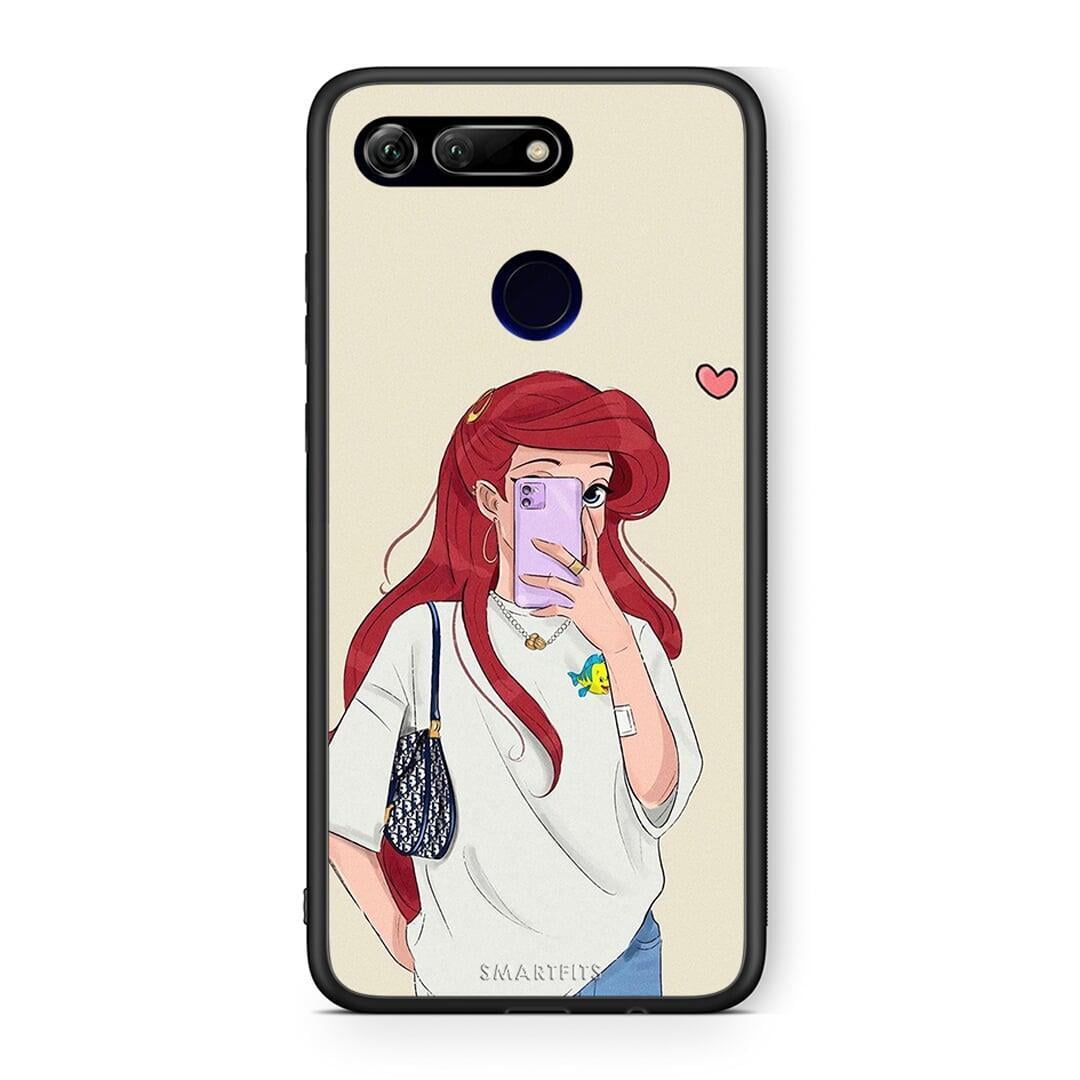 Honor View 20 Walking Mermaid Θήκη από τη Smartfits με σχέδιο στο πίσω μέρος και μαύρο περίβλημα | Smartphone case with colorful back and black bezels by Smartfits