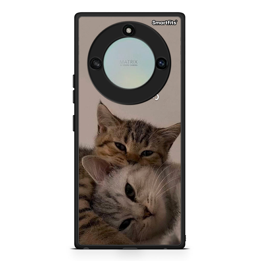 Honor X40 Cats In Love Θήκη από τη Smartfits με σχέδιο στο πίσω μέρος και μαύρο περίβλημα | Smartphone case with colorful back and black bezels by Smartfits