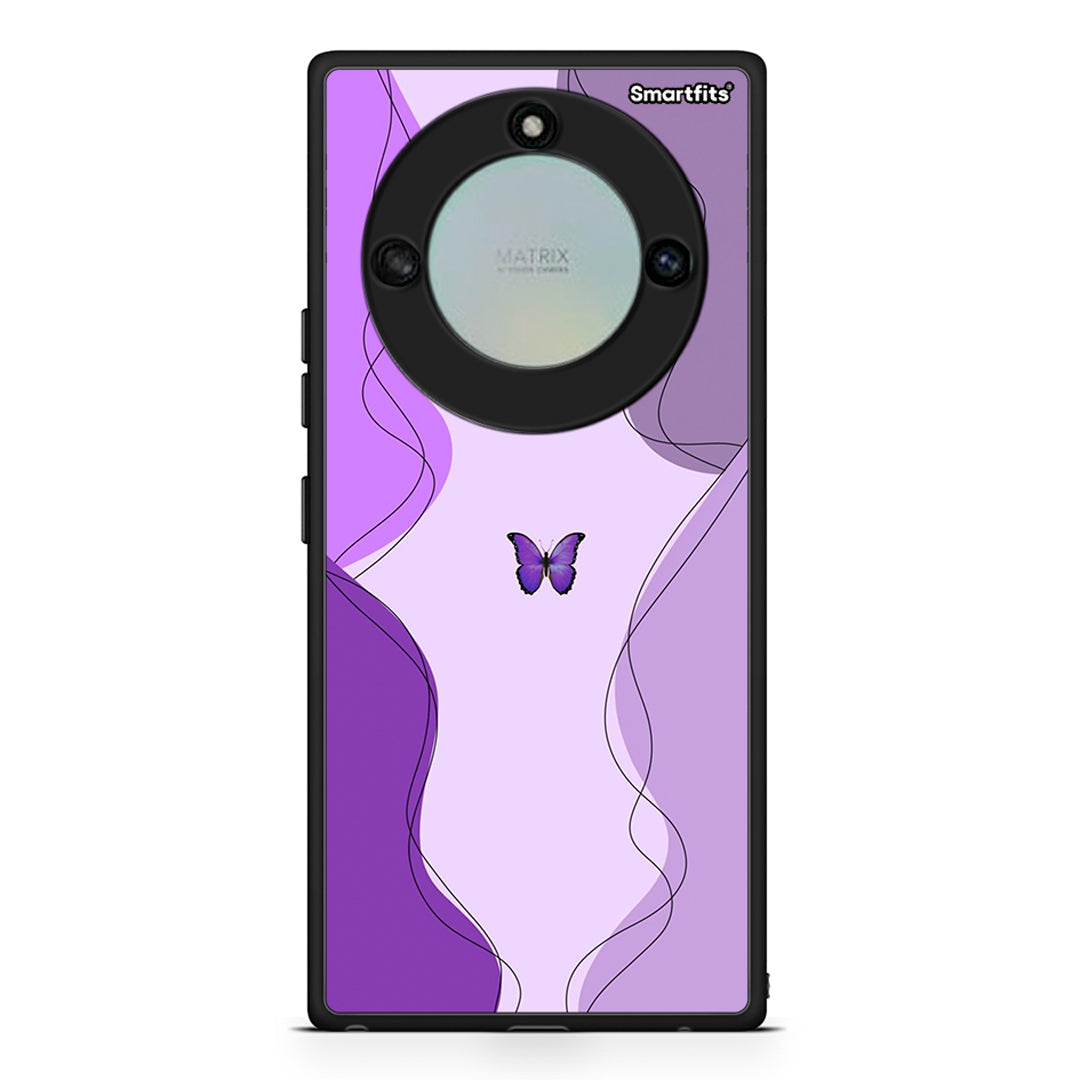 Honor X40 Purple Mariposa Θήκη Αγίου Βαλεντίνου από τη Smartfits με σχέδιο στο πίσω μέρος και μαύρο περίβλημα | Smartphone case with colorful back and black bezels by Smartfits