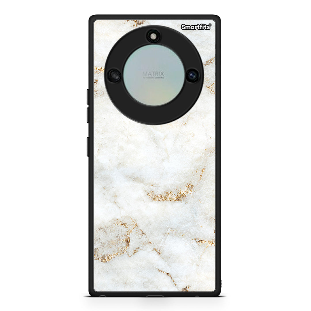 Honor X40 White Gold Marble θήκη από τη Smartfits με σχέδιο στο πίσω μέρος και μαύρο περίβλημα | Smartphone case with colorful back and black bezels by Smartfits