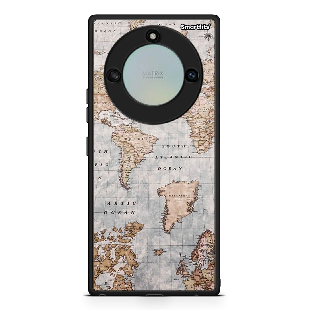 Honor X40 World Map Θήκη από τη Smartfits με σχέδιο στο πίσω μέρος και μαύρο περίβλημα | Smartphone case with colorful back and black bezels by Smartfits