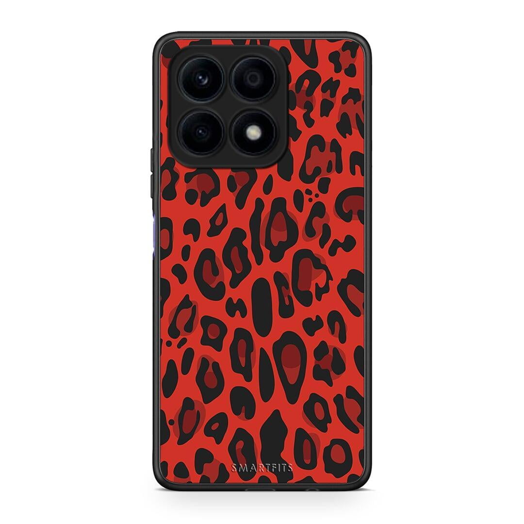 Θήκη Honor X8a Animal Red Leopard από τη Smartfits με σχέδιο στο πίσω μέρος και μαύρο περίβλημα | Honor X8a Animal Red Leopard Case with Colorful Back and Black Bezels