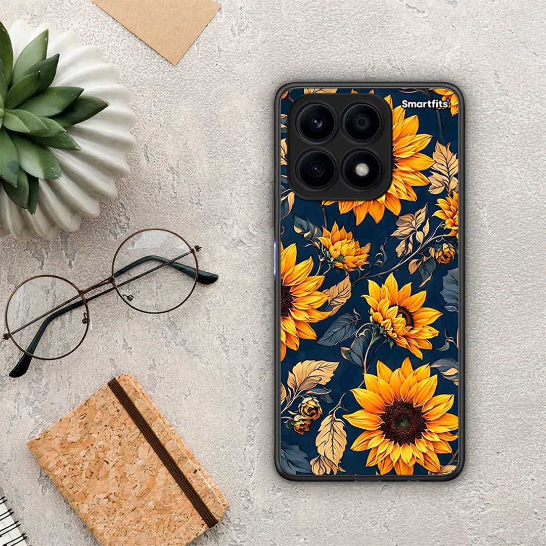 Θήκη Honor X8a Autumn Sunflowers από τη Smartfits με σχέδιο στο πίσω μέρος και μαύρο περίβλημα | Honor X8a Autumn Sunflowers Case with Colorful Back and Black Bezels