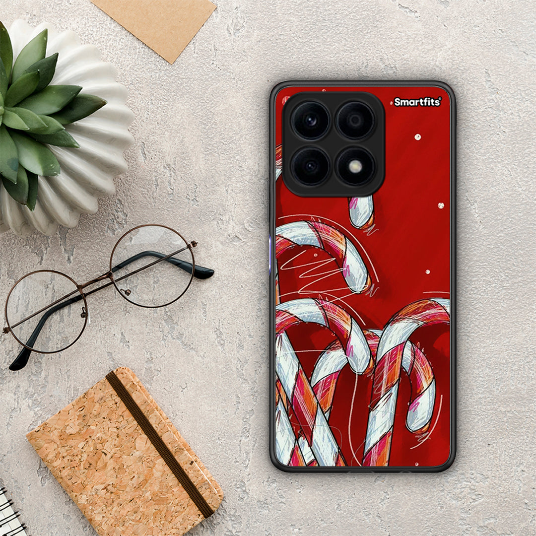Θήκη Honor X8a Candy Cane από τη Smartfits με σχέδιο στο πίσω μέρος και μαύρο περίβλημα | Honor X8a Candy Cane Case with Colorful Back and Black Bezels