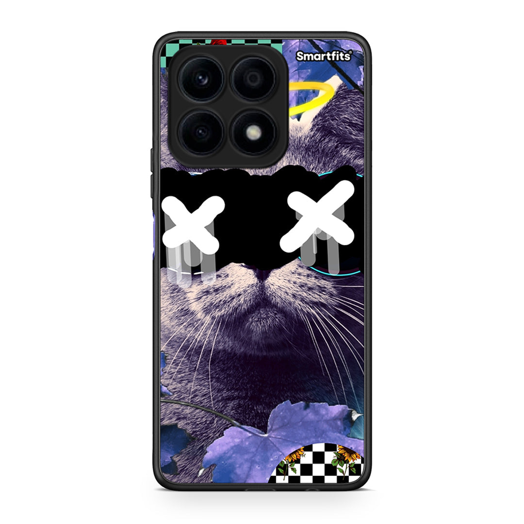 Θήκη Honor X8a Cat Collage από τη Smartfits με σχέδιο στο πίσω μέρος και μαύρο περίβλημα | Honor X8a Cat Collage Case with Colorful Back and Black Bezels