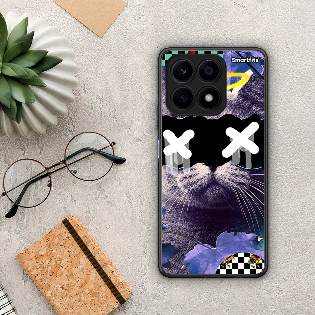 Θήκη Honor X8a Cat Collage από τη Smartfits με σχέδιο στο πίσω μέρος και μαύρο περίβλημα | Honor X8a Cat Collage Case with Colorful Back and Black Bezels